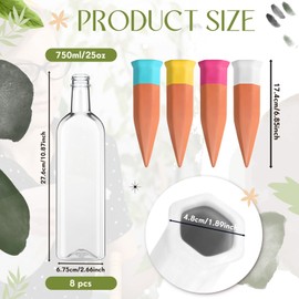 Ziliny 8 Pack Plant Watering Devices, Terracotta Self Watering Spikes with 25 oz Plastic Wine Bottles, Slow Release Plant Waterer Self Watering Planter for Vacation Indoor Outdoor Plant