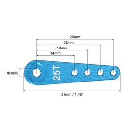 MECCANIXITY 5 Pcs Aluminum Servo Horn Long 25T Steering Arm 37mm Length Blue Suitable for DIY RC Car/Boat/AirplanesBoat Model Accessories