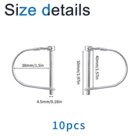 INCREWAY 10Pcs Wire Lock Pin, Carbon Steel Shaft Locking Pin, Round Loop Wire Lock Pin for Track Farm Lawn（M4.5 * 50）
