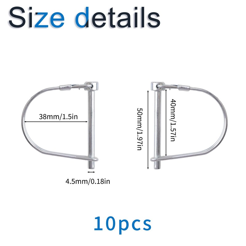 INCREWAY 10Pcs Wire Lock Pin, Carbon Steel Shaft Locking Pin,