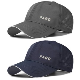 AYPOW 2 Pieces Quick-Drying Baseball Cap Men Women Sun Protection Baseball Cap with Reflective Brim Unisex Lightweight Peaked Cap Adjustable Snapback Caps Golf Running Tennis Cap Summer Outdoor, Dark