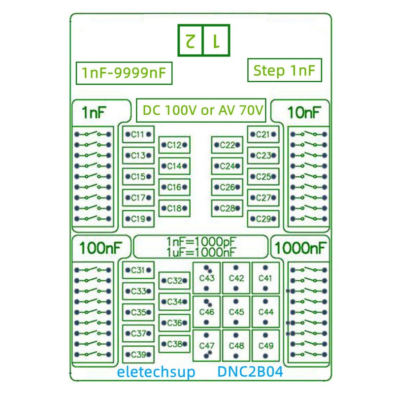 1nF Step 4 Digit Decade Programmable Capacitor Board Polypropylene Film