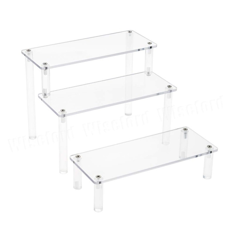 Tingacraft 3-Tier Self-install Acrylic Riser Display Shelf for Cosmetics​ Cupcake