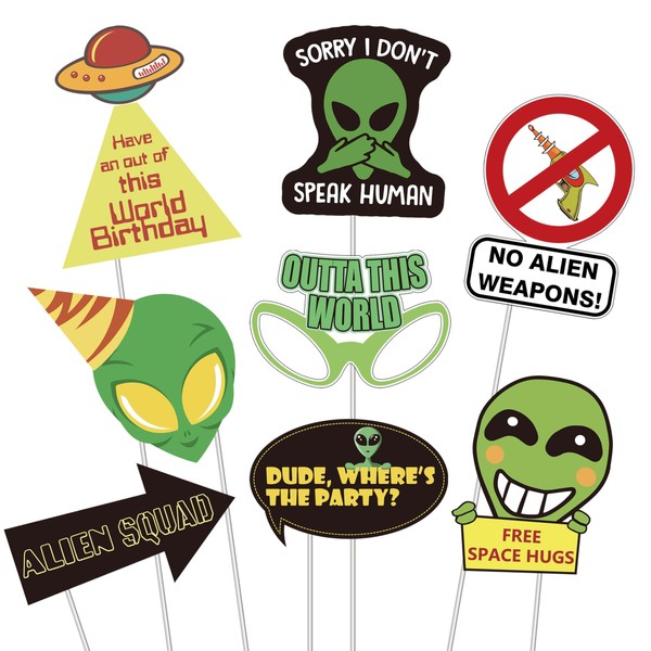 Humor Hilarious Alien Themed PhotoBooth Props with Sticks UFO Photo