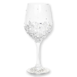 YIYUKODO Artisan Crafted Wine Glass - Hand-Painted, 15oz - Ideal for Wine Aficionados - Elegant Celebration Essential - Includes Gift Box (Silver Serenity)