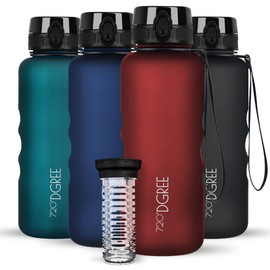 720°DGREE 'uberBottle' softTouch Water Bottle 1.5 L + Fruit Container, BPA-Free, Water Bottle for Gym, Fitness, Outdoor, Hiking, XL Tritan Sports Bottle: Large, Lightweight, Shockproof, Reusable