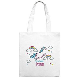 Jute Bags with Name Jasmine – Thick – White – Fabric Bag in Jute Bag, Hipster Bag