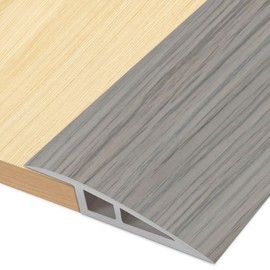 Door Threshold Ramp Floor Transition Strip 72 inch, 1/2'' ~ 3/5'' Thresholds Ramps for Doorways, Vinyl Transition Strips for Door Floor (Wood Grain Gray)