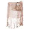 Ladies Crochet Panelled Stripe Neck Scarf (Beige)
