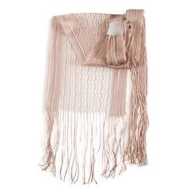 Ladies Crochet Panelled Stripe Neck Scarf (Beige)