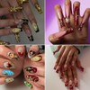 64pcs Gold Nail Charms Set with Gold Cross, Hearts, Rose,