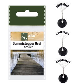 Zite Fishing Rubber Stopper Set Fishing | Line Stopper 3 Sizes S, M, L | Cylinder Shape or Oval Rubber Stopper | Float Stopper with Winding Aid as Leader Accessory (Oval)