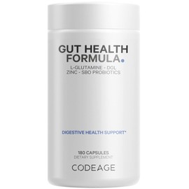 Codeage Gut Health Supplements Frmula vegana  L Glutamina, Zinc, Turqua Cola Seta en polvo, Maitake, Micro algas, mineral, raz de regaliz DGL...      