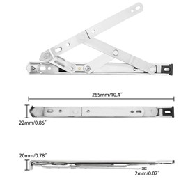 Acrux7 4 Pack 10 Inch Casement Window Hinge, Stainless Steel Casement Window Stay, E-Gard Opening Friction Stay Concealed Hinges, Casement Window Hardware for Awning/Hopper/Transom Window (2 Pair)