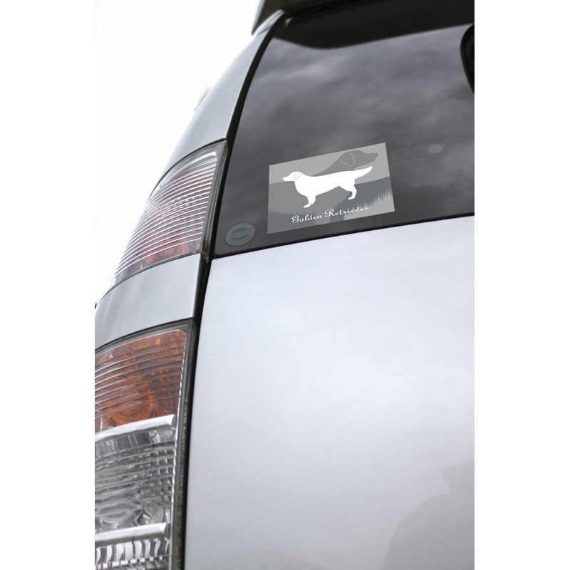 Golden Retriever Dog Sticker Premium Silhouette Gray Medium MK-2