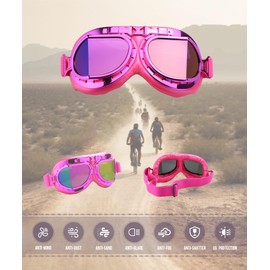 CRG Sports Motorcycle Goggle Aviator Pilot Style Cruiser Scooter Motocross Goggles for Man, Woman, Adult