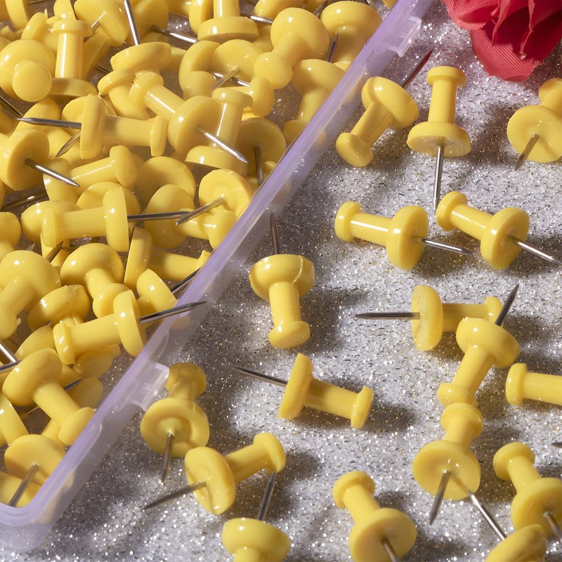 VAPKER Push Pins Tacks 120Pcs Solid Yellow Thumb Tacks Larger