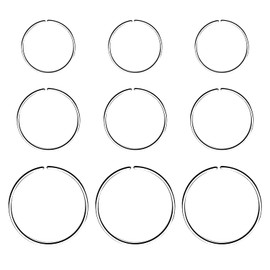 MiniY 9 Pieces Stainless Steel Nose Ring Seamless Round Earrings Pierced Earrings Jewellery 3 Sizes (Silver), Stainless Steel