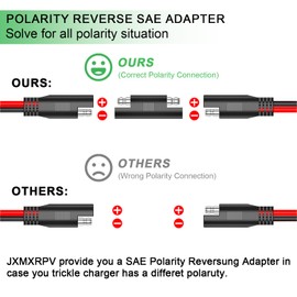 JXMXRPV 10AWG 10FT SAE Extension Cable with Quick Disconnect Connector and SAE Polarity Reverse Adapter for Trolling Motor, RV, Motorcycle, Cars, Tractor