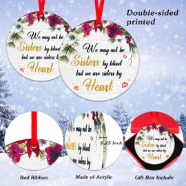 PETCEE Sisters Christmas Ornament 2023 Not Sisters by Blood but Sisters by Heart Ornament for Christmas Tree,Sister Gifts from Sister,Christmas Sister Gifts for Friends Sisters in Law Women