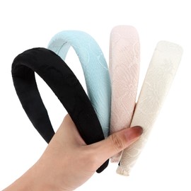 Oblihumoy 4 Pack Wide Padded Headbands for Women Fashion Hairbands Hair Accessories for Women