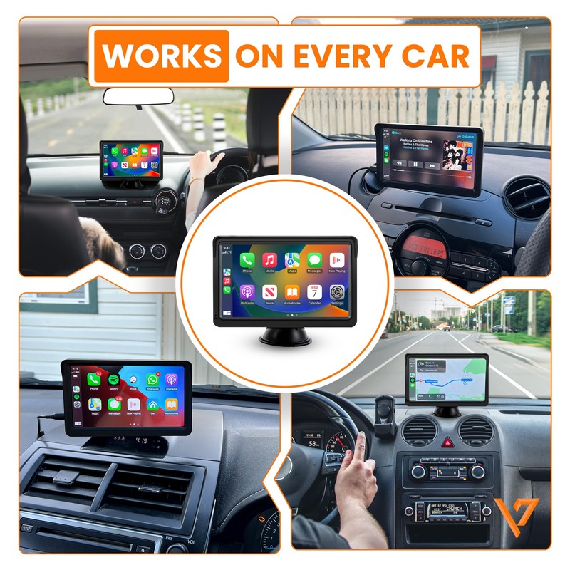 Veloxar Portable Wireless 7" Touchscreen Head Unit with Apple CarPlay