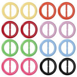 PATIKIL 16 Pcs T-Shirt Tie Clips, Plastic Silk Scarf Ring Clip Waist Knotted Buckle Rings Fashion Round Circle Buckles for Women Clothing Scarves Hat Decor Wrap Holders, 8 Colors