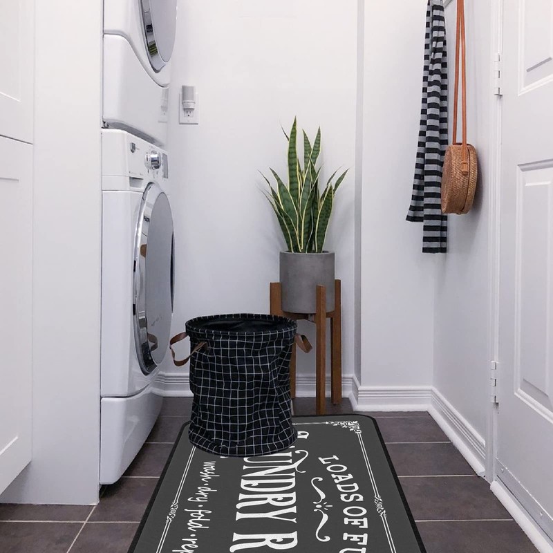Farmhouse Laundry Room Rug 20"x47" Non Slip Floor Mat Runner