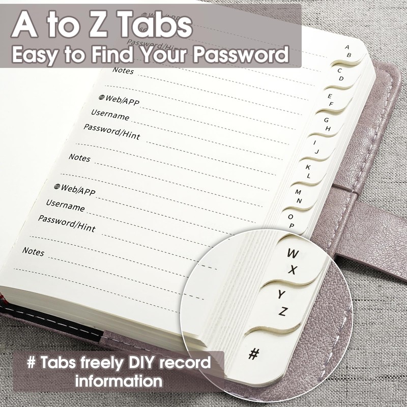 WEMATE Password Book with Lock, Password Book with Alphabetical Tabs