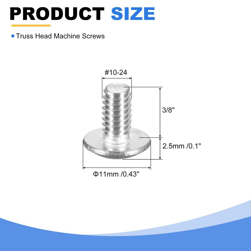 sourcing map #10-24 x 3/8" Truss Head Phillips Machine Screws,