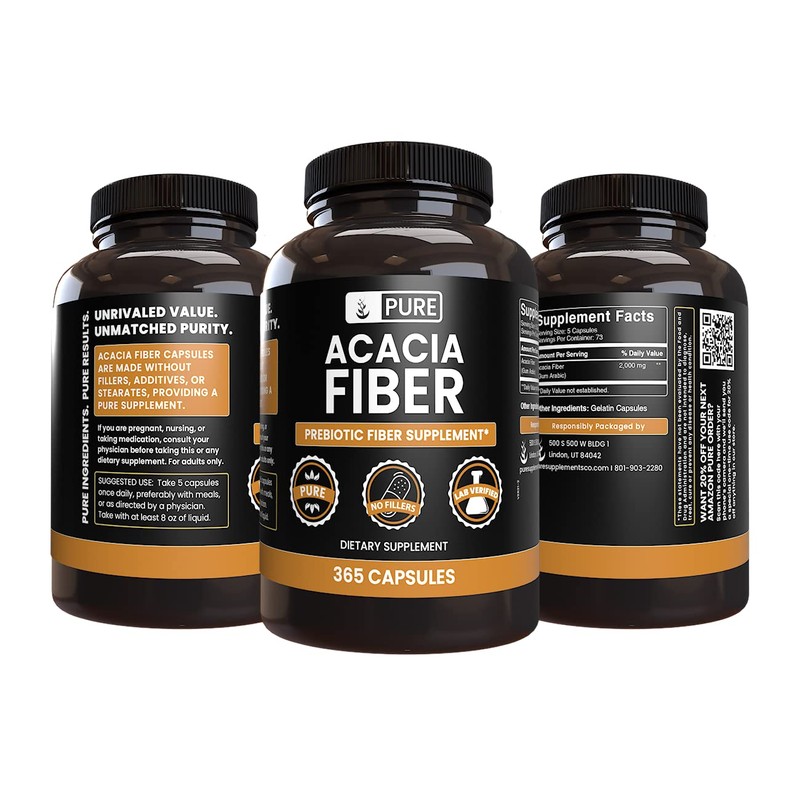 Pure Original Ingredients Acacia Fiber (365 Capsules) No Magnesium Or