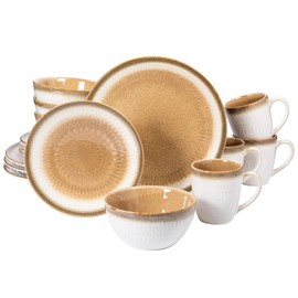 Gibson Elite Moonstruck 16-Piece Dinnerware Set, Orange, Service for 4 (16pcs)