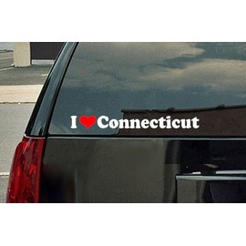 I Love Heart Connecticut State Vinyl Sticker Decal.