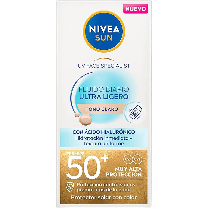 Protector Solar Facial NIVEA SUN Fluido Diario Tono Claro +