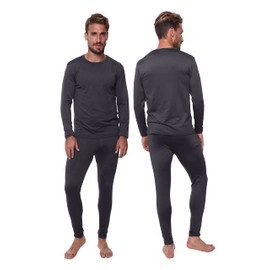 Men's Thermal Set, Lightweight Ultra Soft Fleece Shirt and Pants,Grey,Medium