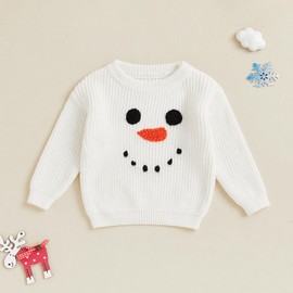 Infant Newborn Baby Christmas Sweater Cute Candy Cane Warm Knitted Sweater Top Toddler Fall Winter Clothes (White Snowman, 18-24 Months)
