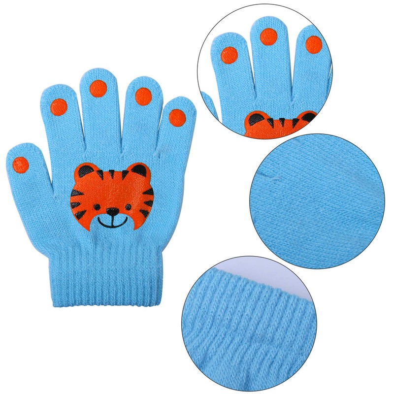 Cooraby 6 Pairs Kids Warm Magic Gloves Winter Stretchy Knit