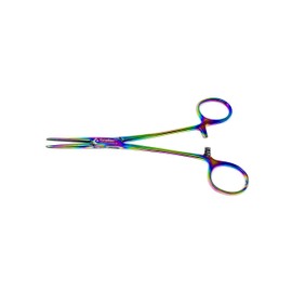 Cynamed Artzone Multi Color Hemostat Forceps with Serrated Jaws, Stainless Steel Rainbow Pliers - Perfect for Dissection, Fishing, Hobby and More (6.25 in, Straight)