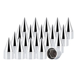 33mm x 4 1/4" Chrome Spike Lug Nut Covers for Semi Trucks & Trailers, ABS Plastic Push-On Lug Nut Caps with Pointed Design – Decorative Protective Chrome Finish for 33mm Wheel Lug Nuts，20 Pack