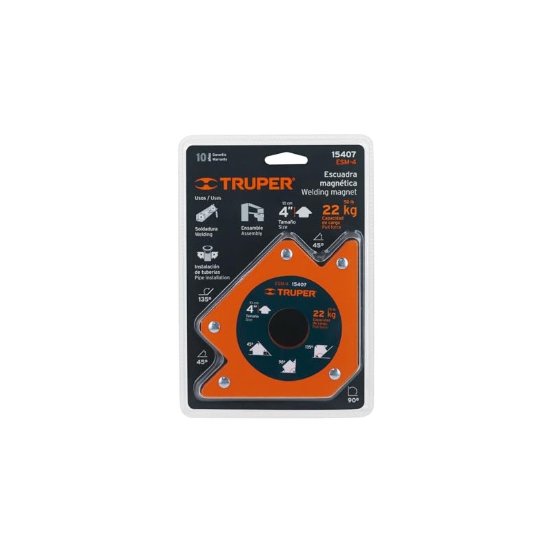 Truper ESM-4, Escuadra magnética 4" para soldar capacidad 23 kg