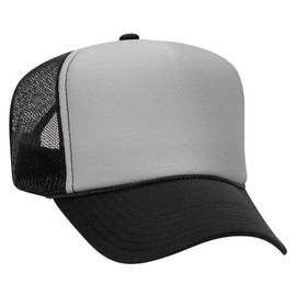 OTTO Cap 5 Panel High Crown Mesh Back Trucker Hat Polyester Foam Front