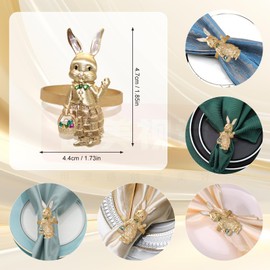LGJkYF Easter Bunny Napkin Rings Set of 12,Rabbit Gold Napkin Rings Holders Metal Napkin Ring Buckles for Easter Dinner Weddings Parties Wedding Table Decoration