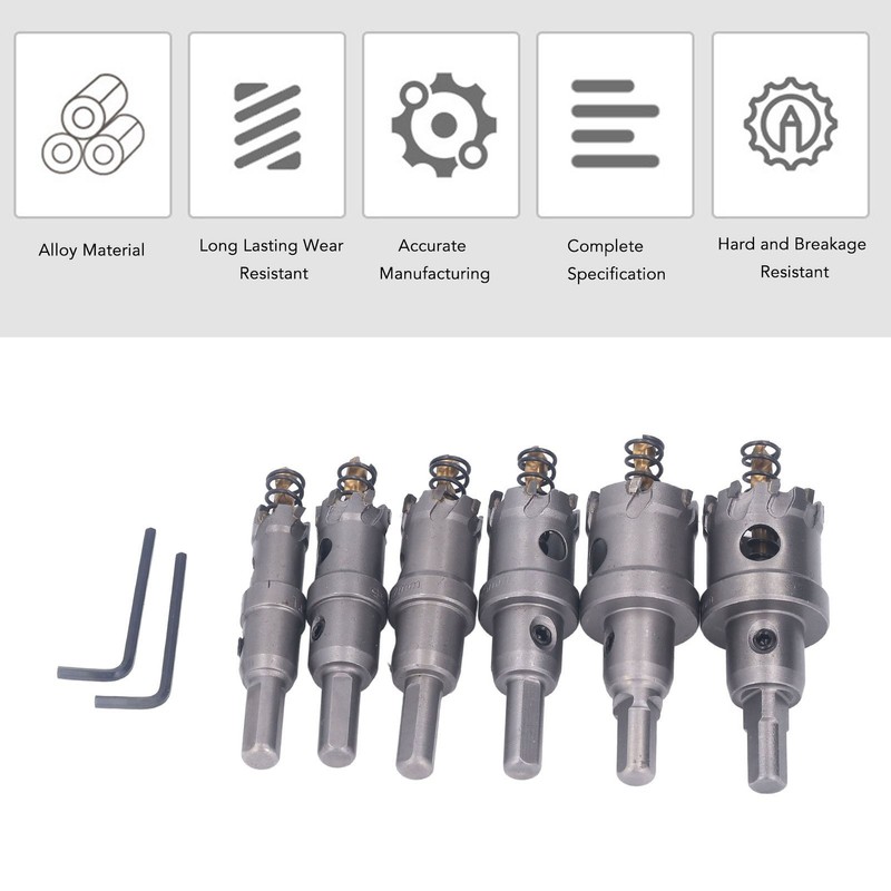 6PCS Set Carbide Hole Saw Kit 16 to 32mm TCT