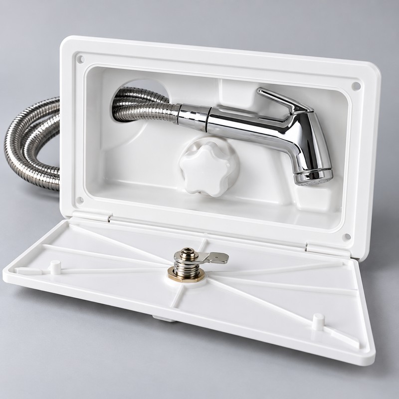Lockable RV Exterior Shower Box Kit with 1.5m Hose, Hot