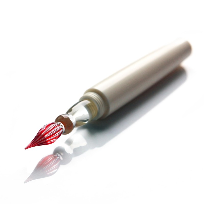 SeventyTwo Handmade Glass Dip Pen, Ivory White, Fine Point, Classic