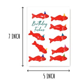 SNMDesigns Hilarious Red Fish Card - Birthday Fishes Fun Card - Funny Swedish Fish Card - Happy Birthday Fish Card - Birthday Card