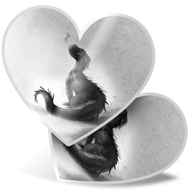 2 x Heart Stickers 7.5 cm - BW - Cute Baby Dragon Kids Fun Decals for Laptops,Tablets,Luggage,Scrap Booking,Fridges, #37961