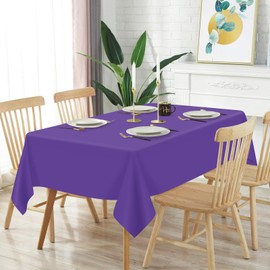 Mulbozy 2 Pcs Purple Plastic Tablecloth for Rectangle Table, 54 × 108 inches Disposable Purple Party Table Covers for Birthday, Anniversary, Wedding, Fine Dining, Graduation Party Decoration