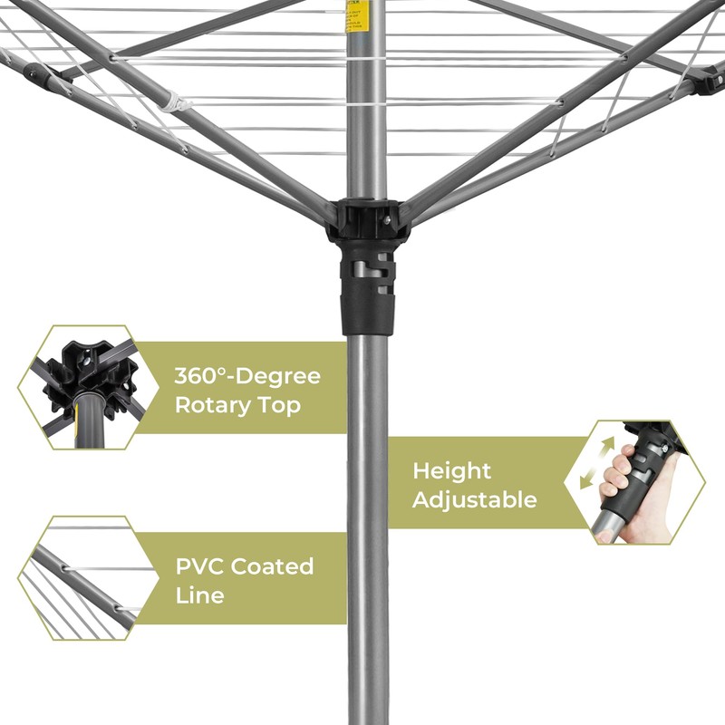STORAGEIDEAS Umbrella Clothesline Outdoor Heavy Duty, Retractable Rotary Drying Rack
