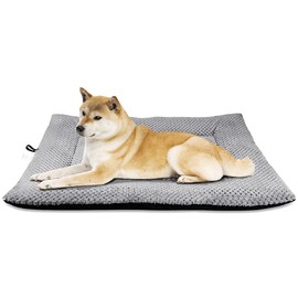 Onarway Dog Bed Mat Large: Washable Fluffy Dog Bed Cushion for Cats Puppies - L 91x58cm Sherpa Dog Crate Mattress for Medium Large Pets Grey